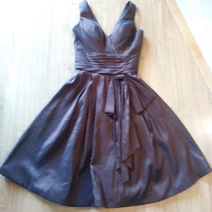 Beautiful layered brown chiffon v-neck dress XXS